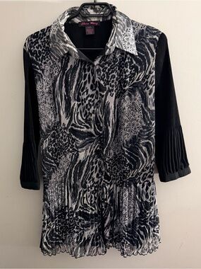 Elena wang Blouse pleated detailing Dress animal print Mandela leopard